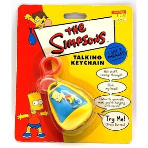 THE SIMPSONS TALKING KEYCHAIN BART SIMPSON NIB SEALED / 3 PHRASES